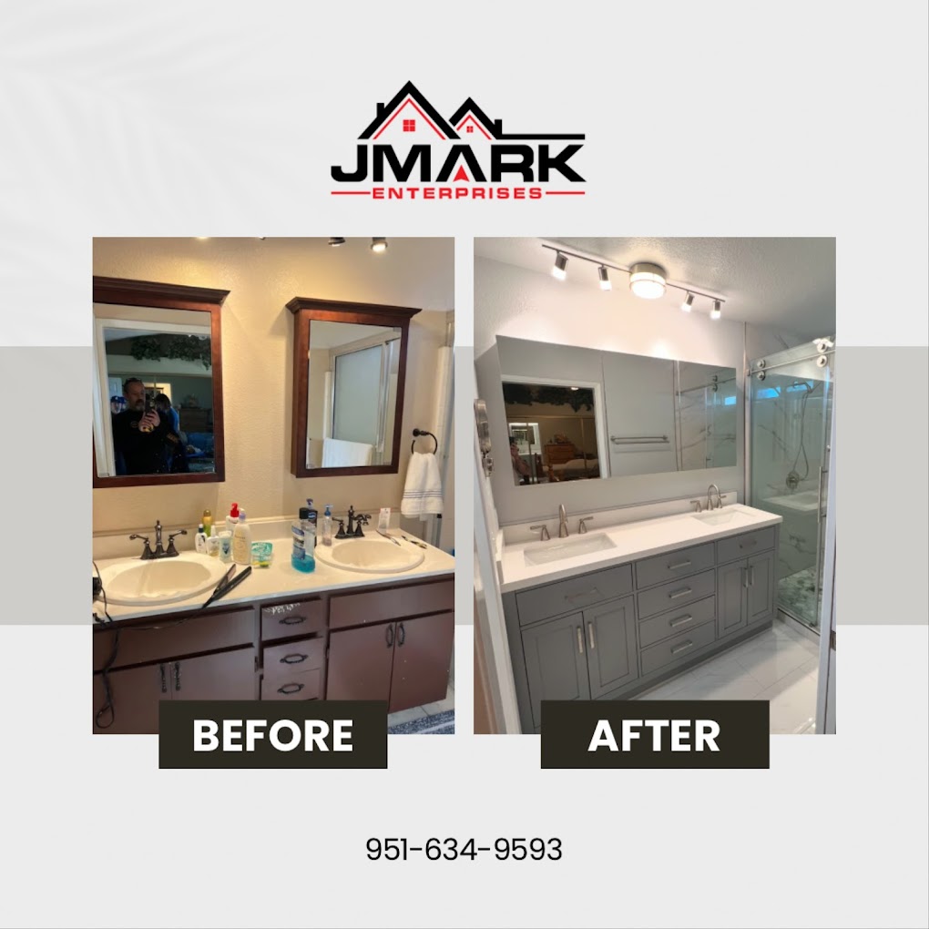 Bathroom remodel before and after - Jmark Enterprises Riverside CA