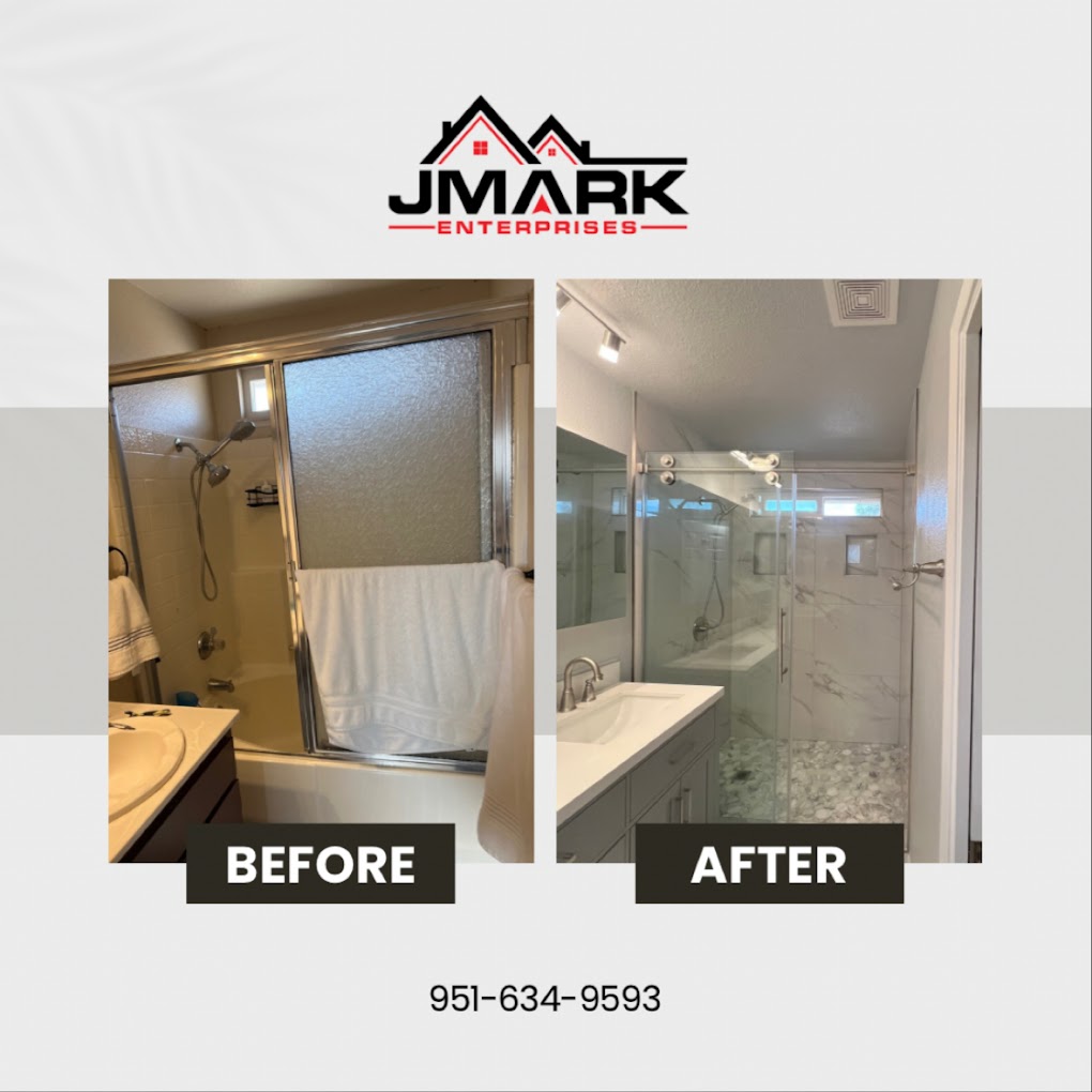 Shower remodel before and after - renovation contractor Riverside County